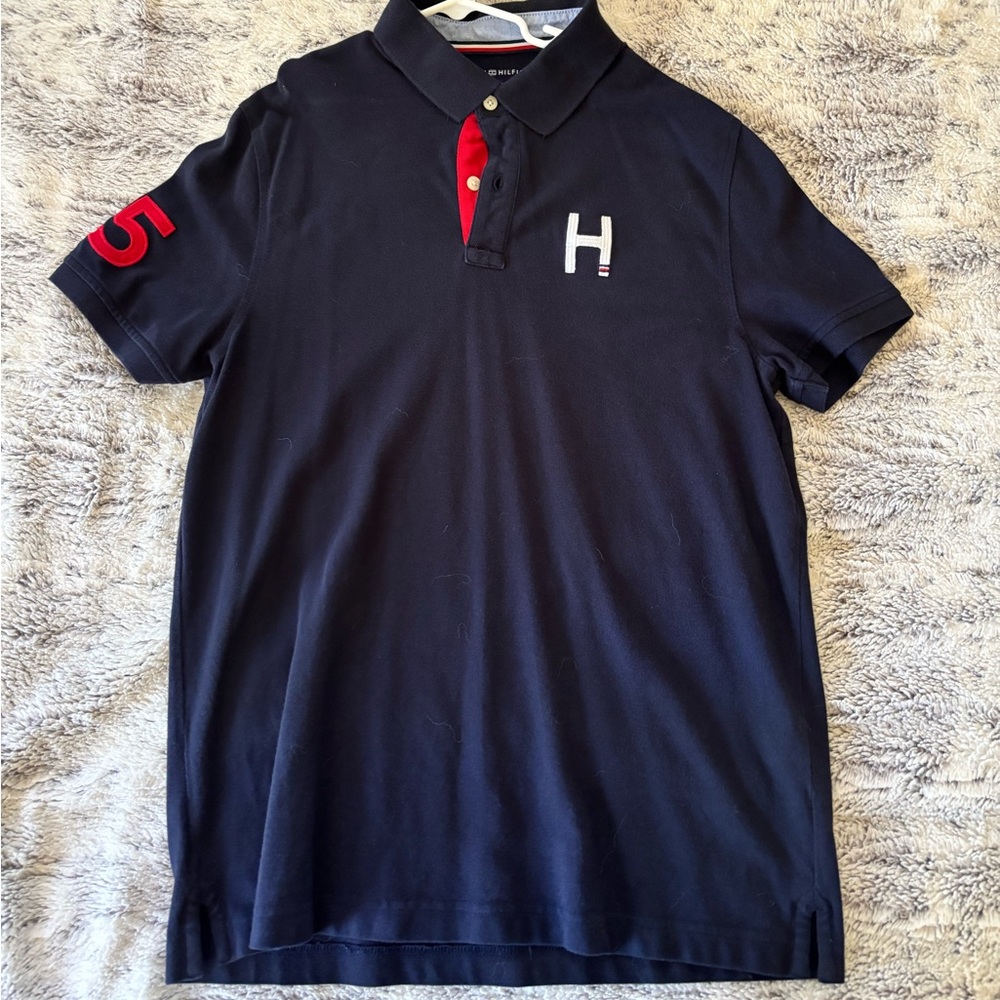 Tommy Hilfiger Dark Blue Polo with Red Details